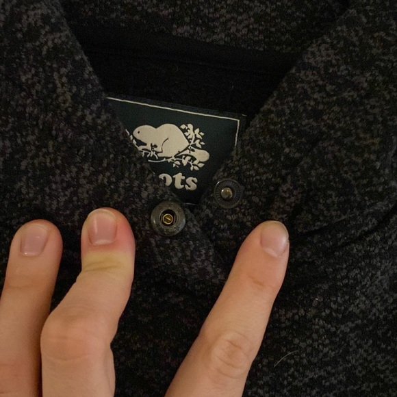 Roots Hoodie -  Mens Black/Gray Size M - Hooded Pullover Sherpa Fleece - Picture 5 of 5